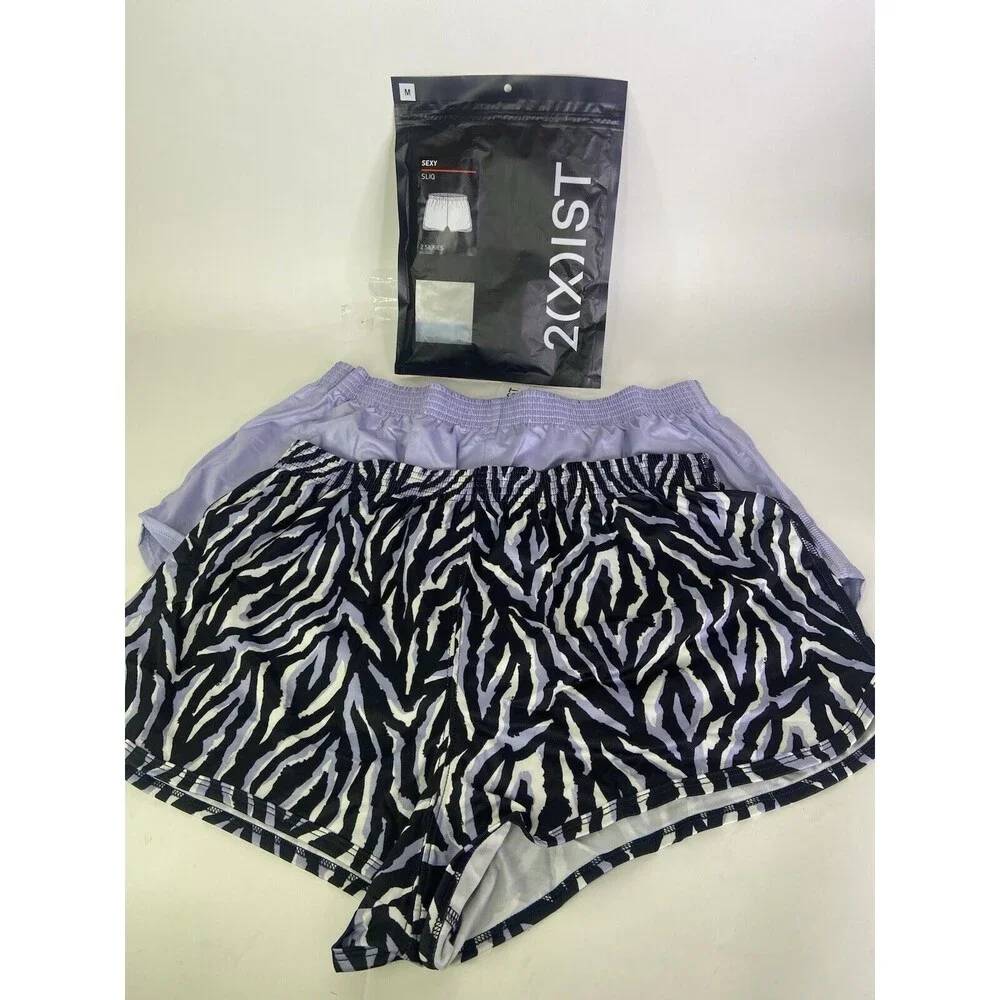 2xist Sexy Sliq Silkies Silkie Lavender Zebra Print Shorts Underwear Mens Size M